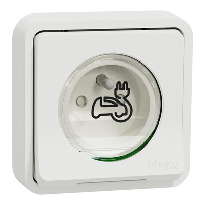 Schneider Electric Grey, White 1 Gang EV Charging Socket, 2 Poles, 16A, French 2P, Indoor, Outdoor Use