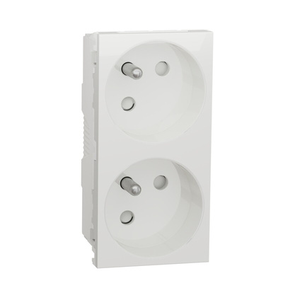 Schneider Electric White 2 Gang Power Socket, 2 Poles, 16A, French 2P, Indoor Use