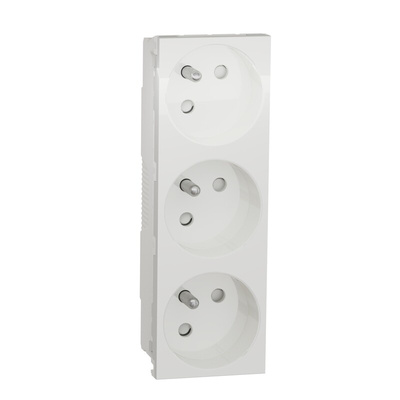 Schneider Electric White 3 Gang Power Socket, 2 Poles, 16A, French 2P, Indoor Use