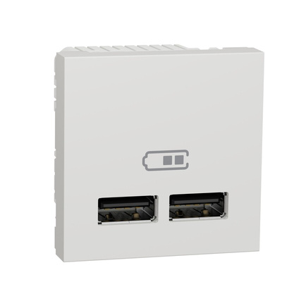 Schneider Electric White 2 Gang USB Socket, 2.1A, USB A