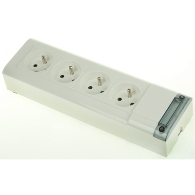 Type E - French 4 Gang Trailing Socket, 250 V ac, No