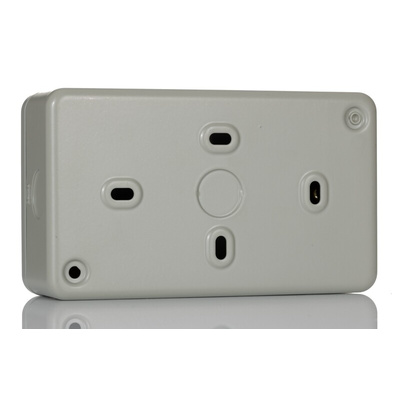 Power Breaker PowerBreaker H 13A, BS Fixing, Passive, 2 Gang RCD Socket, Surface Mount , Switched, 230 V ac, Grey