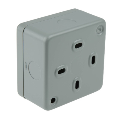 Power Breaker PowerBreaker H 13A, BS Fixing, Passive, Single Gang RCD Socket, Surface Mount, Switched, 230 V ac, Grey