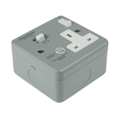 Power Breaker PowerBreaker H 13A, BS Fixing, Passive, Single Gang RCD Socket, Surface Mount, Switched, 230 V ac, Grey
