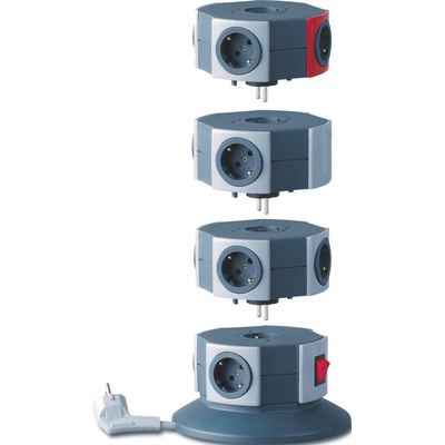 Type F - German Schuko 3 Gang Power Distribution Unit, No, 16A, 250 V