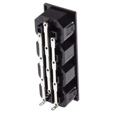 IEC C13 4 Gang Cable Trunking Power Block, 15A, 250 V ac