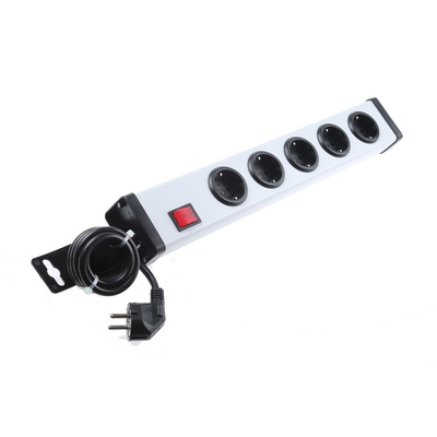 Type F - German Schuko 5 Gang Power Distribution Unit, 1.5m Cable, 16A, 250 V