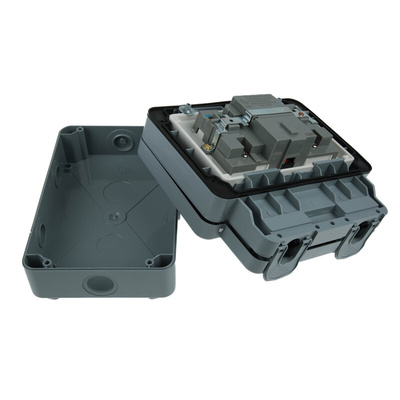 MK Electric Masterseal plus 13A, BS Fixing, Active, Single Gang RCD Socket, Polycarbonate, Surface Mount, IP66, Grey