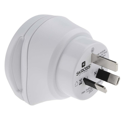 RS PRO Europe, Italy, Switzerland, UK, USA to Australia, China, Europe Travel Adapter, Rated At 10A