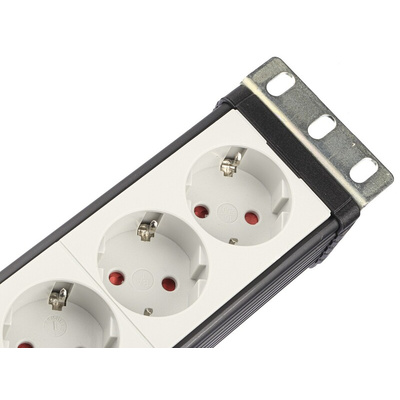 Type F - German Schuko 8 Gang Power Distribution Unit, 3m Cable, 16A, 230 V ac
