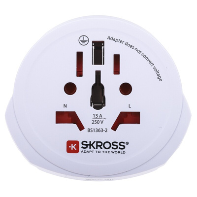 RS PRO Australia, China, Italy, Japan, Switzerland, UK, USA to Europe Travel Adapter, Rated At 16A