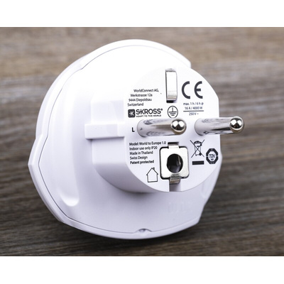 RS PRO Australia, China, Italy, Japan, Switzerland, UK, USA to Europe Travel Adapter, Rated At 16A
