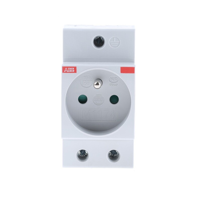 ABB Grey 1 Gang Plug Socket, 16A, Type E - French, Indoor Use