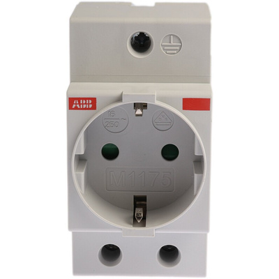 ABB Grey 1 Gang Plug Socket, 16A, Type F - German Schuko, Indoor Use