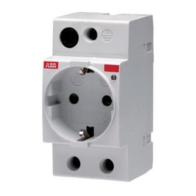ABB White 1 Gang Plug Socket, 16A, Type F - German Schuko, Indoor Use