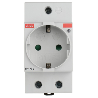 ABB White 1 Gang Plug Socket, 16A, Type F - German Schuko, Indoor Use