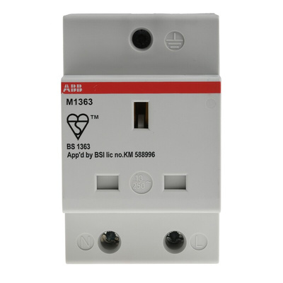 ABB Grey 1 Gang Plug Socket, 13A, Type G - British, Indoor Use