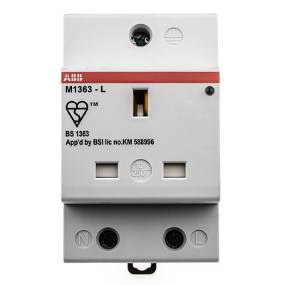 ABB Grey 1 Gang Plug Socket, 13A, Type G - British, Indoor Use