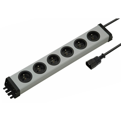 Type E - French 6 Gang Power Distribution Unit, 1.5m Cable, 16A, 250 V