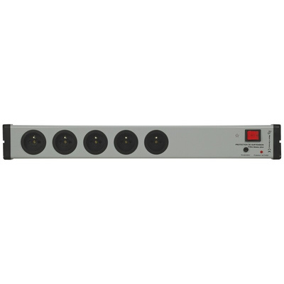 Type E - French 5 Gang Power Distribution Unit, 1.5m Cable, 16A, 250 V, Surge Protected