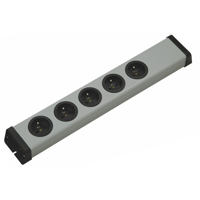 Type E - French 5 Gang Trailing Socket, No, 250 V, No