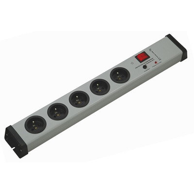 Type E - French 5 Gang Power Distribution Unit, 16A, 250 V, Surge Protected