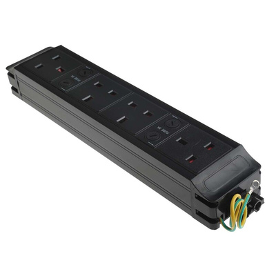 Type G - British 4 Gang Power Distribution Unit, 0.15m Cable, Fused