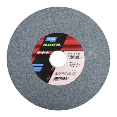 Norton NEON Silicon Carbide Grinding Wheel, 200mm Diameter, P60 Grit