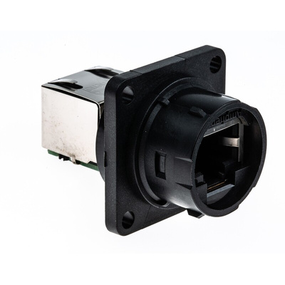 Amphenol Socapex RJF544 Series Female RJ45 Connector, Panel Mount, Cat5e