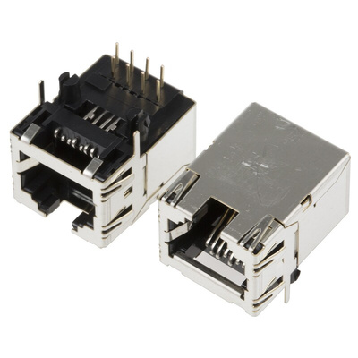 Hirose TM21R Series Female RJ45 Connector, Through Hole, Cat5e, STP Shield
