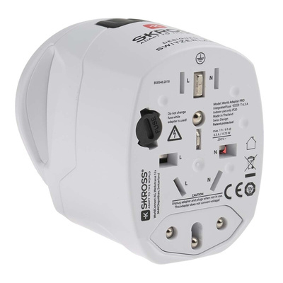 RS PRO Australia, Europe, Italy, Switzerland, UK, USA to Australia, Italy, Switzerland, UK, US Travel Adapter, Rated At