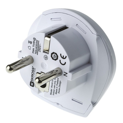 RS PRO Australia, China, Europe, Italy, Switzerland, UK, USA to Denmark, Europe Travel Adapter, Rated At 16A