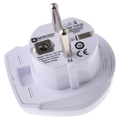 RS PRO Denmark, India, Israel to Europe Travel Adapter, Rated At 16A