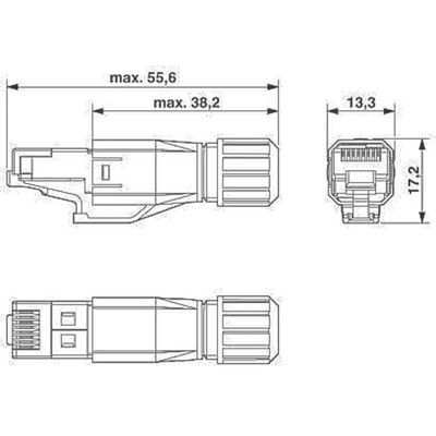 Phoenix Contact VS-08 Series Male RJ45 Connector, Cable Mount, Cat6a