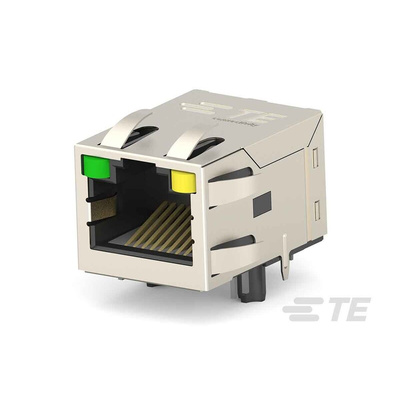 TE Connectivity 2337992 Series Female RJ45 Connector, Through Hole, Cat5, Nickel Plated Brass Shield