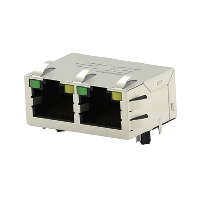 TE Connectivity 2337994 Series Female RJ45 Connector, Through Hole, Cat5, Nickel Plated Brass Shield