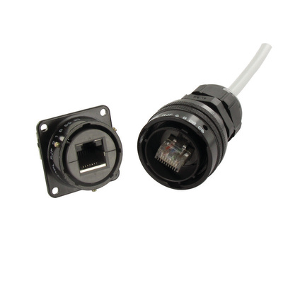 Amphenol Socapex Female Ethernet Connector, Flange Mount, Cat5e