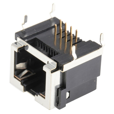 Hirose TM11R Series Female RJ45 Connector, Through Hole, Cat3, STP Shield