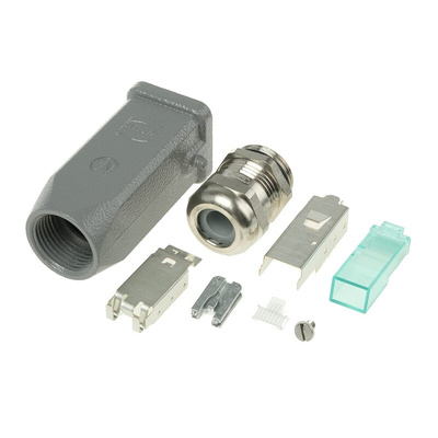 Harting Han 3A RJ45 Series Male RJ45 Connector, Cable Mount, Cat6a, UTP Shield