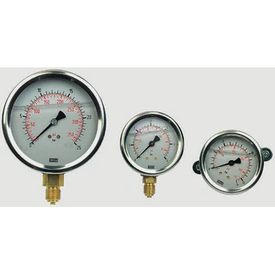 WIKA 9626829 Analogue Positive Pressure Gauge Bottom Entry 10bar, Connection Size G 1/4 RS Calibration