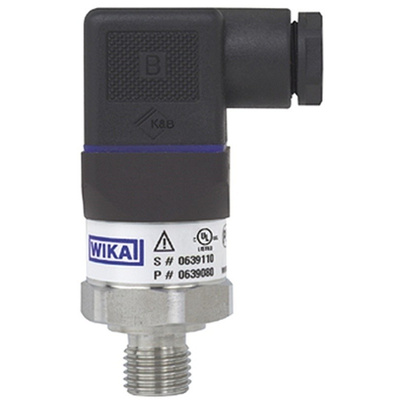 WIKA Pressure Sensor for Gas, Liquid , 9bar Max Pressure Reading Analogue