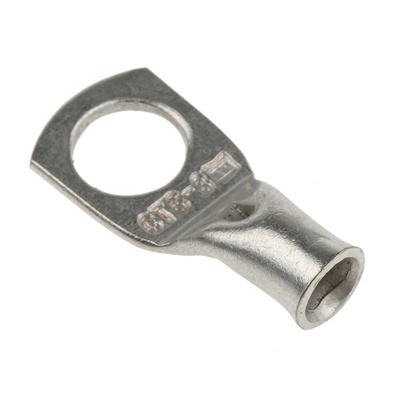 RS PRO Uninsulated Tubular Ring Terminal, M8 Stud Size to 6mm² Wire Size