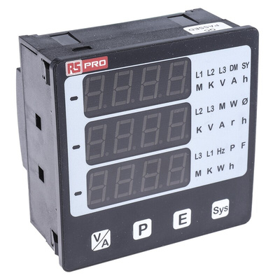 RS PRO LED Digital Panel Multi-Function Meter, 92mm x 92mm