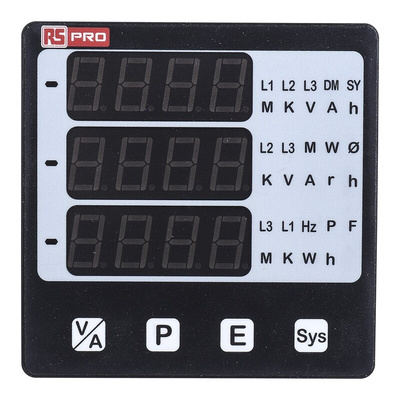 RS PRO LED Digital Panel Multi-Function Meter, 92mm x 92mm