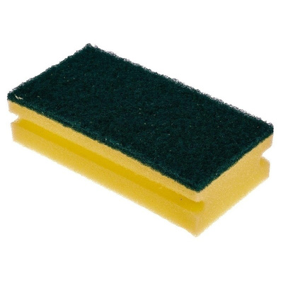 RS PRO Black, Yellow Sponge Scourer 150mm x 65mm x 40mm, for Industrial, Kitchen Use