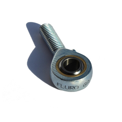 Fluro M16 x 2 Male Galvanized Steel Rod End, 16mm Bore, 87mm Long, Metric Thread Standard, Male Connection Gender