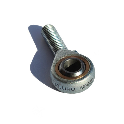 Fluro M12 x 1.75 Male Galvanized Steel Rod End, 12mm Bore, 70mm Long, Metric Thread Standard, Male Connection Gender