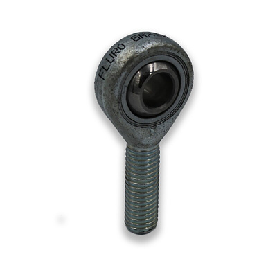 Fluro M8 x 1.25 Male Galvanized Steel Rod End, 8mm Bore, 54mm Long, Metric Thread Standard, Male Connection Gender