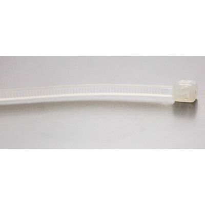 RS PRO Cable Tie, 100mm x 2.5 mm, Natural Nylon, Pk-100