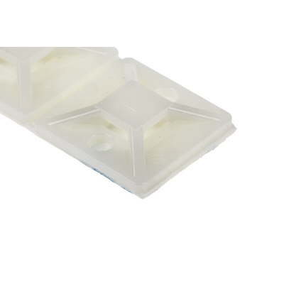 RS PRO Self Adhesive Natural Cable Tie Mount 19.5 mm x 19.5mm, 4.6mm Max. Cable Tie Width